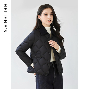 海兰丝女士轻薄羽绒服外套上衣2025年冬季新款小香风翻领羽绒服