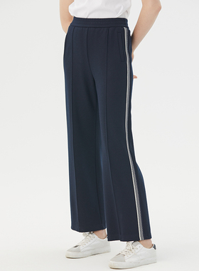 海兰丝霍尔多巴吉裤子微喇外穿黑色长裤2024年冬季新款H233SL07