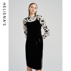 海兰丝连衣裙商场同款23秋新款高级感显瘦连衣裙职业通勤西装裙子