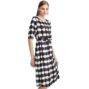 海兰丝大花连衣裙长裙秋季23新款气质大花裙子法式复古收腰显瘦