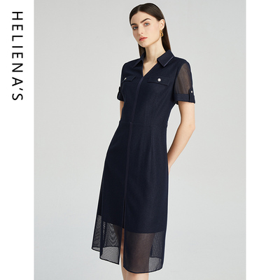 海兰丝时尚气质修身网纱连衣裙