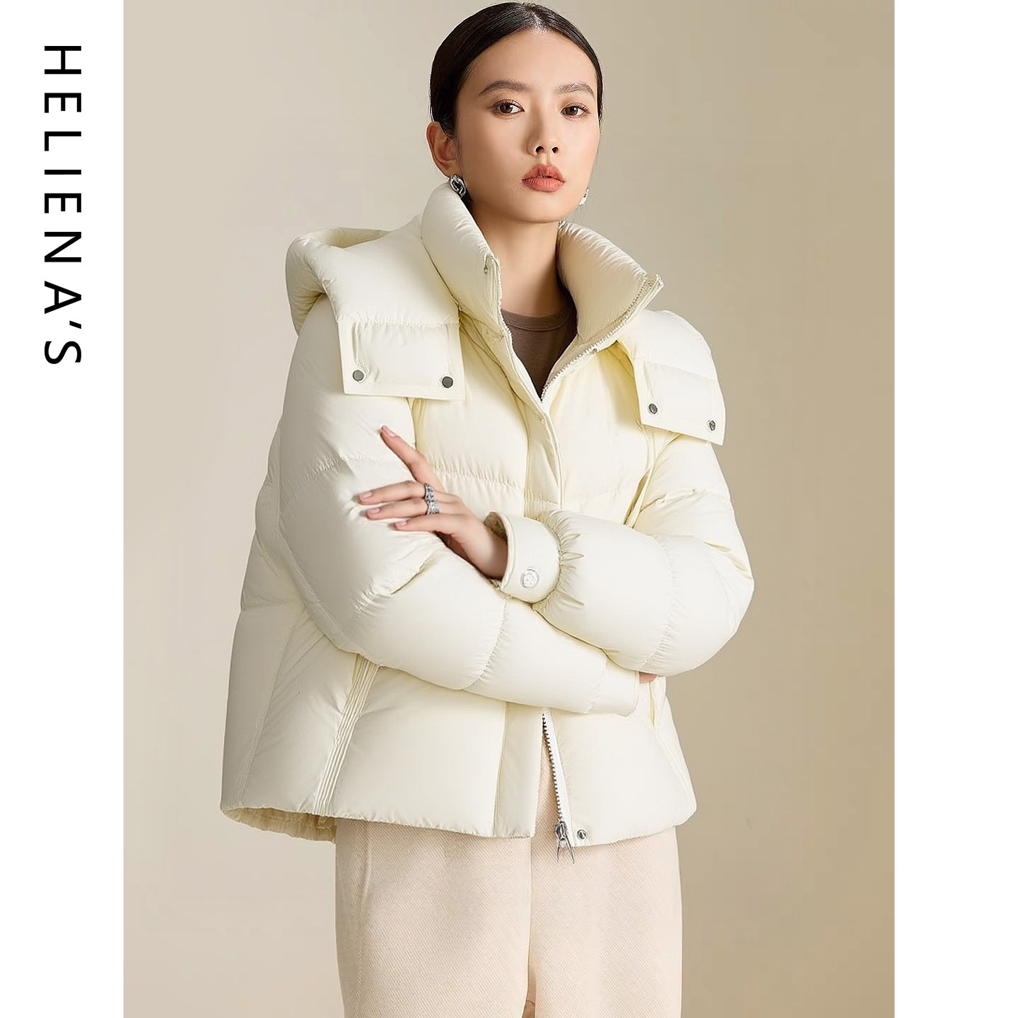 海兰丝海兰丝短款羽绒服女简约通勤立领面包服时尚高端防寒外套,女装/女士精品,羽绒服,淘宝优惠券,粉丝福利购,淘宝优惠卷