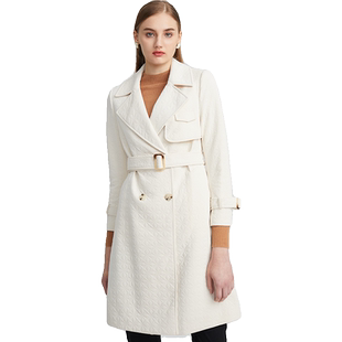 海兰丝法式中长款风衣机理复古气质风衣式2024年新款冬季风衣外套