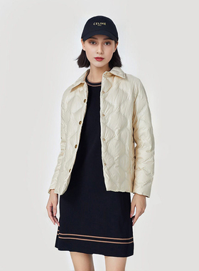 海兰丝鸭绒羽绒服女款冬季新款简约时尚短款轻薄羽绒外套H231GR01