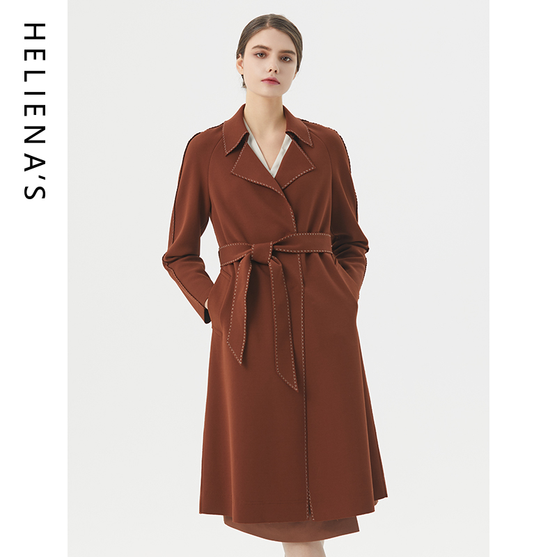 海兰丝收腰气质修身长风衣