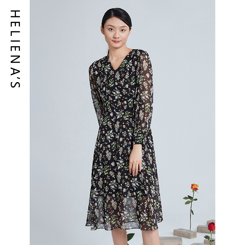 海兰丝印花通勤舒适连衣裙