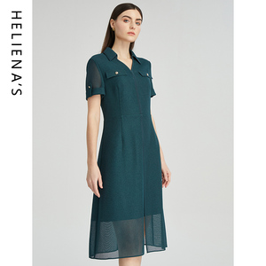 海兰丝2024商场同款连衣裙法式气质修身衬衫领夏季新款H232OP03