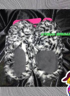 VIRAL SPREAD  复古古早味豹纹毛毛舒适家居拖鞋棉拖冬天包邮