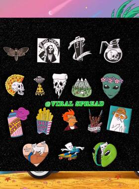 VIRAL SPREAD  ripndip外星人飞碟骷髅暗黑奇趣恶搞猎奇徽章胸针