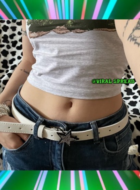 VIRAL SPREAD ins复古水钻闪闪星星蹦迪土酷腰带辣妹百搭皮带包邮