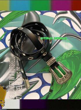 VIRAL SPREAD ins同款复古雕花金属气眼真皮蹦迪vintage感腰带