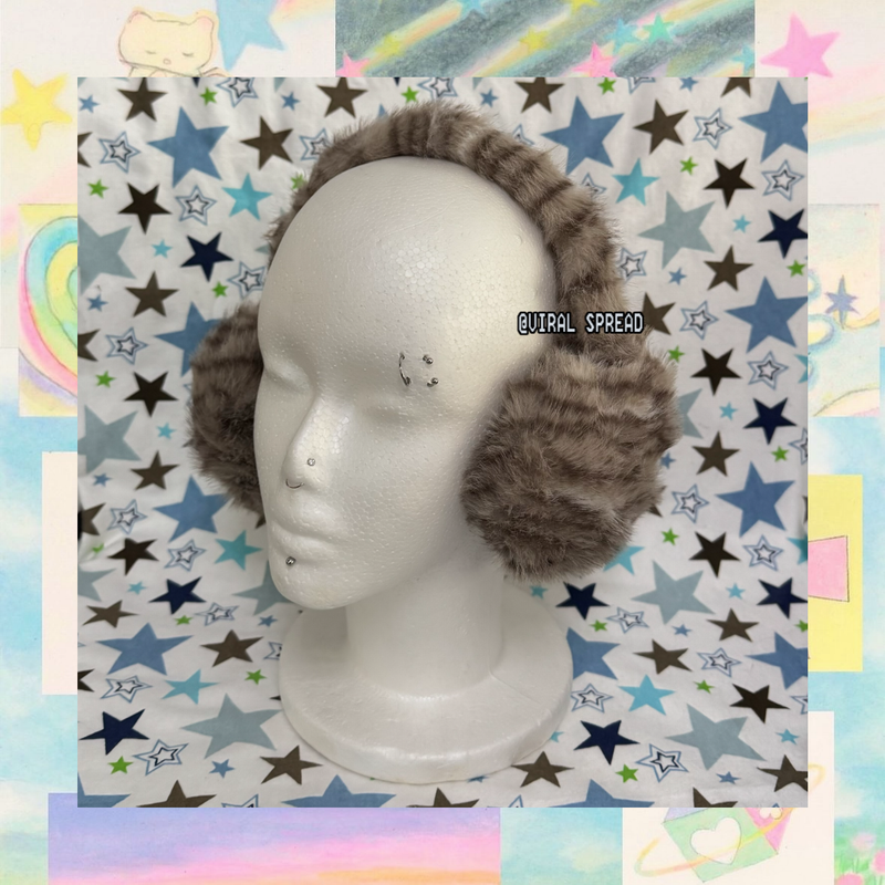 虎纹亚文化毛毛复古耳罩