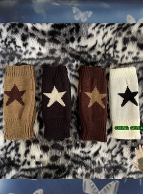 VIRAL SPREAD 90s辣妹y2k复古星星毛线针织露指手套包邮