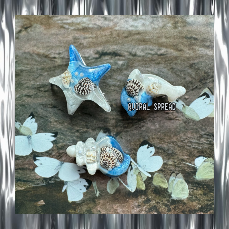 y2k夏日辣妹海螺星星海豚发夹