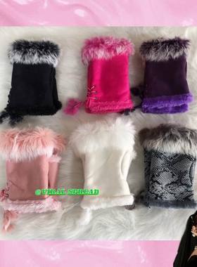 VIRAL SPREAD 呵护你的小手纯色豹纹半指毛绒辣妹古早味手套包邮