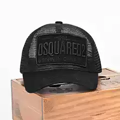 Trendy Luxury Dsquared2 Men's Logo Embroidered Trucker Hat Baseball Mesh Cap Black Universal