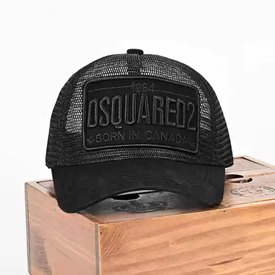 Trendy Luxury Dsquared2 Men's Logo Embroidered Trucker Hat Baseball Mesh Cap Black Universal