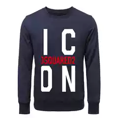 Logo Dsquared2 Logo T-Shirt Letter Print Loose Long-Sleeved Couple Tops Men's Sweatshirt Round Neck