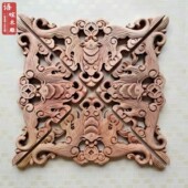 东阳木雕挂件樟木雕刻蝙蝠角花实木吊顶贴花家居饰品装 饰角花镂空