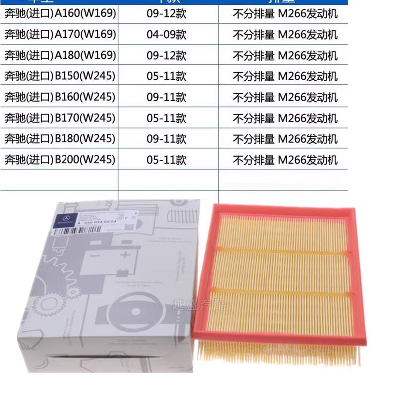 适配奔驰老款A160 180 B200 空气滤芯滤清器进气格 A2660940004