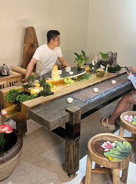 原生态百年香樟木茶桌民宿家具