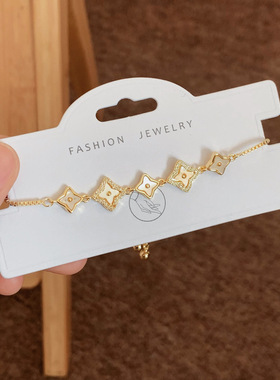 轻奢高级感微镶锆石贝壳星星抽拉式手链时尚个性小众设计感手饰女