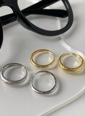 韩版璀璨星河开口戒指女ins 磨砂满天星个性小众设计感铜镀真金