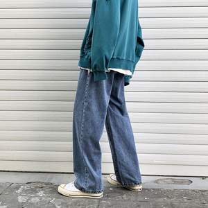 WH37*P50 【现货】春季港风新品男士直筒宽松拖地阔腿牛仔裤图片