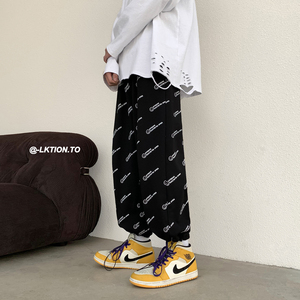 Z33*P50 春夏港风新品 潮运动直筒宽松卫裤休闲阔腿情侣百搭裤图片