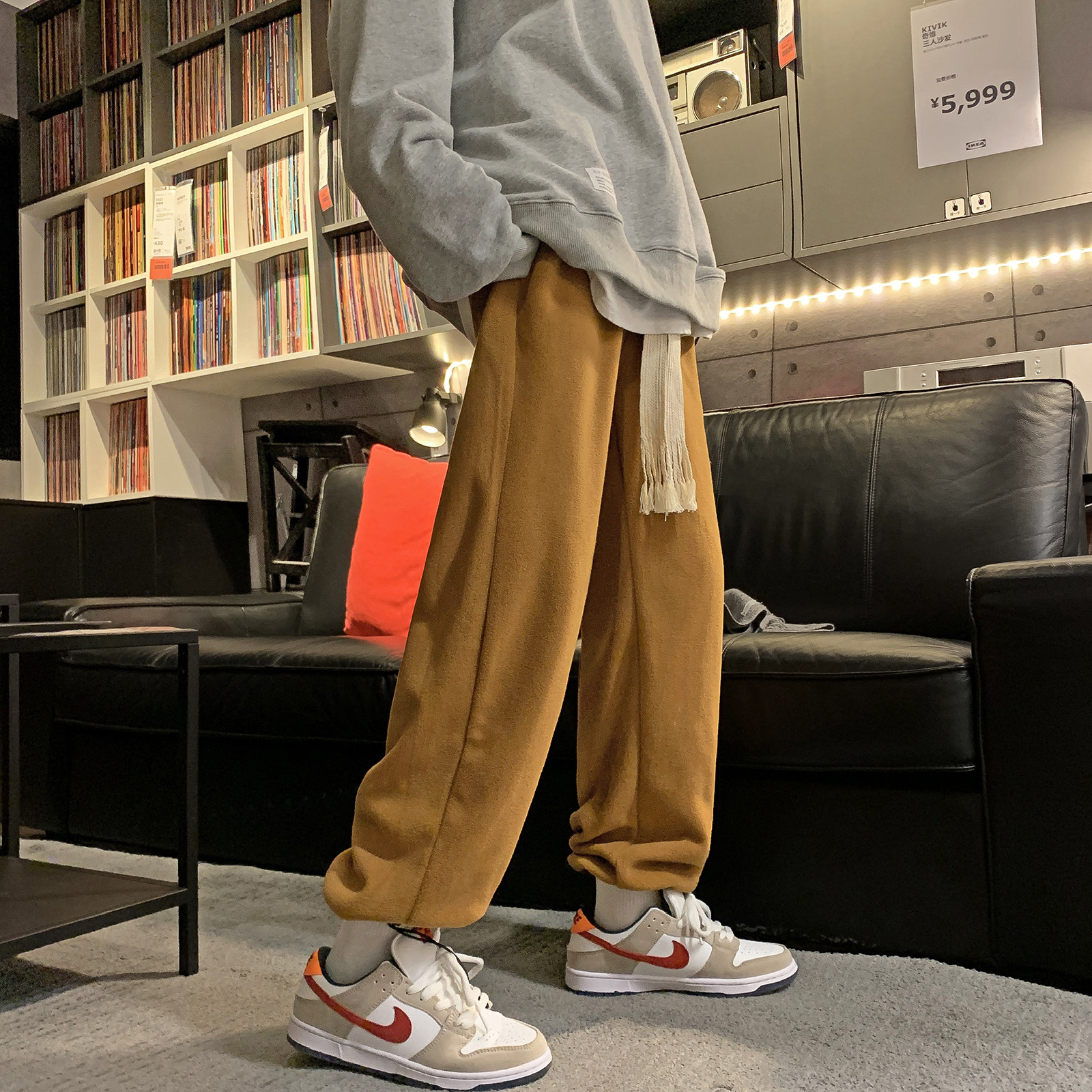 Z61*P55特直播精品摇粒绒加厚直筒宽松抽绳休闲裤男,男装休闲裤,电商A007-3