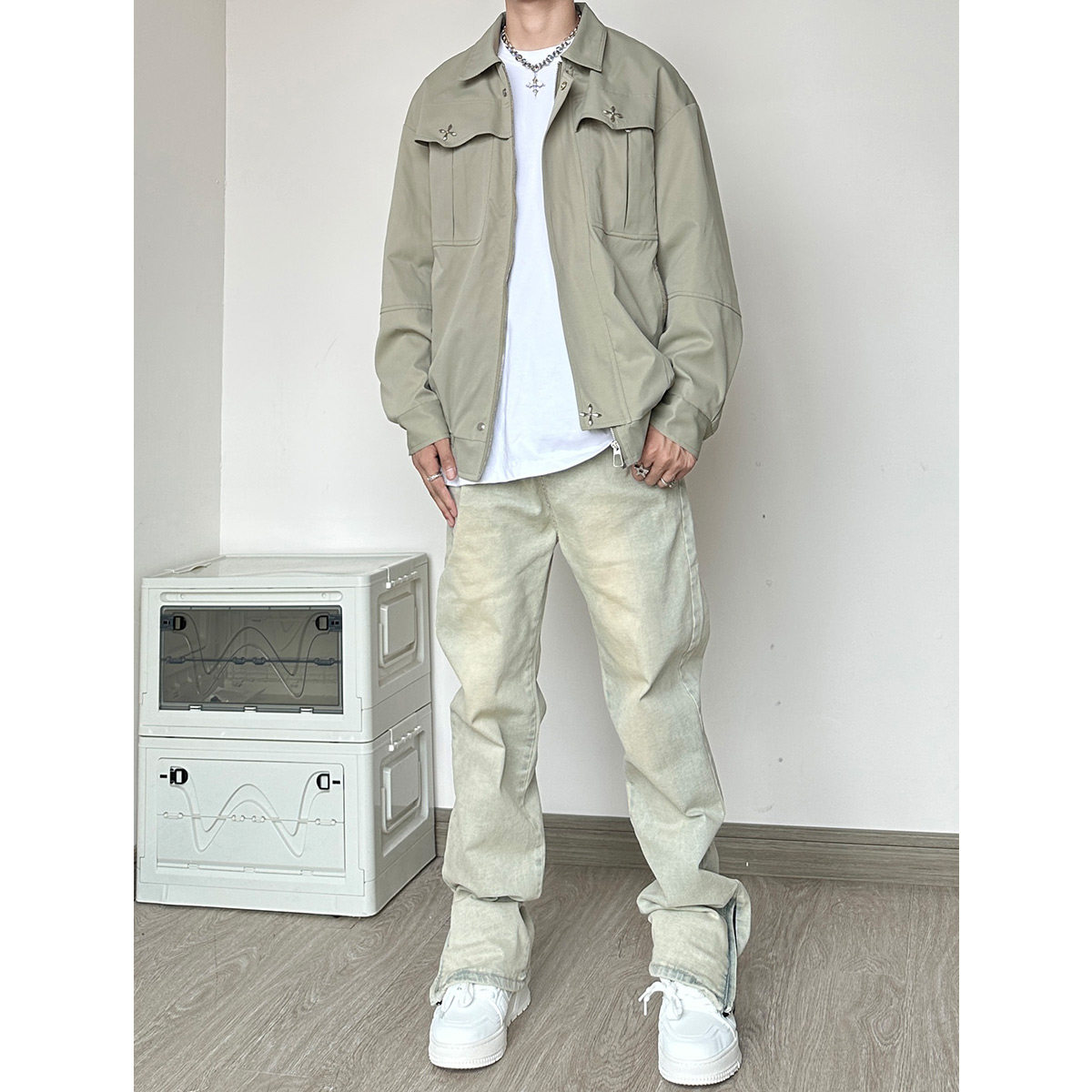 SS18*P60 秋冬新品 男士直筒宽松弹力牛仔裤潮男 百搭美式复古图片