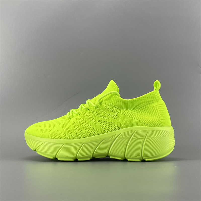 夏季透气轻便厚底缓震飞织网面鞋