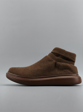 外贸情侣运动休闲鞋冬季保暖高帮板鞋轻便耐磨防滑软底舒适一脚蹬