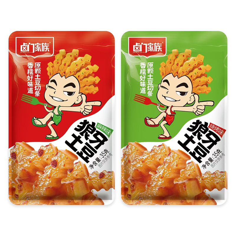 卤门家族狼牙土豆麻辣烧烤土豆即食四川特产网红街头解馋小吃零食