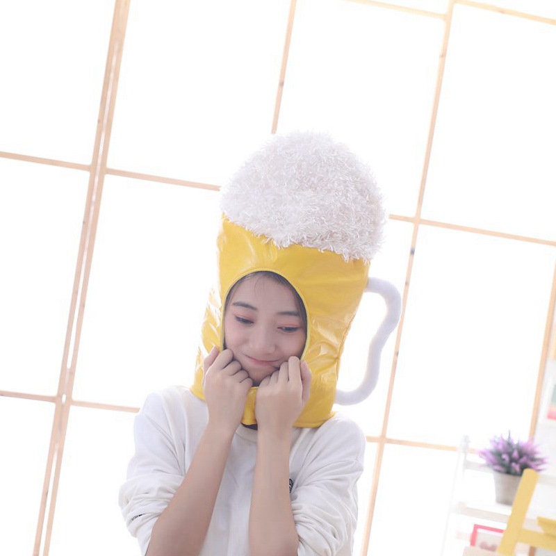 日系卡通创意啤酒头套生日聚会搞怪帽子女网红ins拍照表演道具男