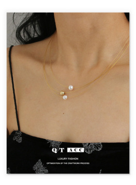 金丝线/天然真珍珠 韩版简约设计感网红项饰锁骨链项链女