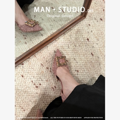 法式 气质水钻中空单鞋 搭配晚礼服高跟鞋 漫漫小个子 绸缎细跟凉鞋