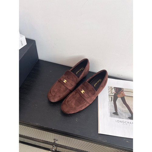 金扣乐福鞋女平底单鞋小皮鞋绒面