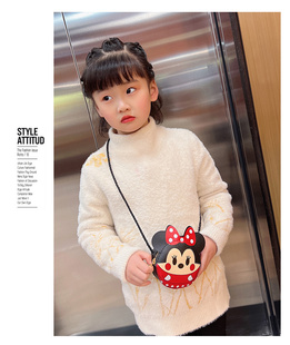 2022小包包女款新品潮黑色米奇零钱包可爱米奇米妮儿童小包斜挎包