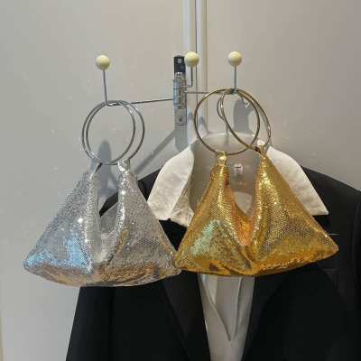 个性亮片2026新款流行炫彩女时尚潮流韩版环子手提单肩腋下女包