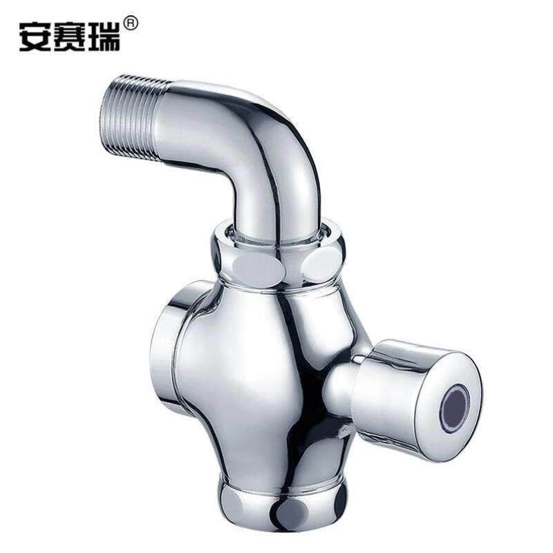 安赛瑞蹲便器冲水阀手按式冲洗阀自闭排水阀大体1寸带弯头450281