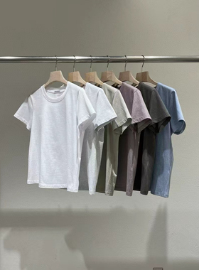 现韩国2025夏季statement简约净版洋气百搭圆领纯色短袖T恤