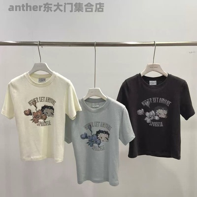 visual space韩国东大门2026春季新款女装印花短袖T恤女宽松圆领