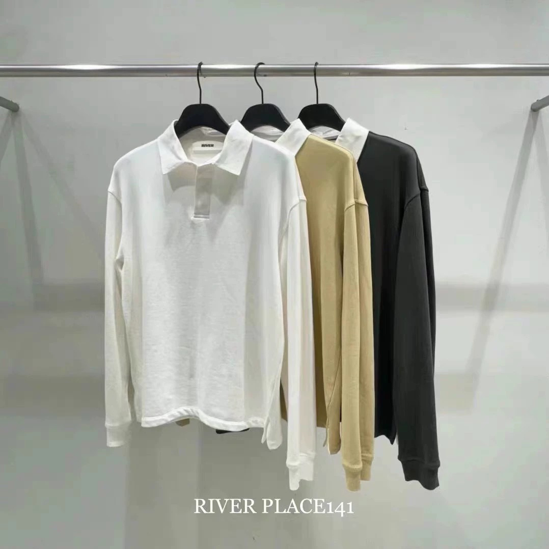 包邮 东大门water river2024秋季新款撞色POLO领长袖T恤卫衣