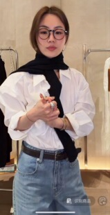 现february 11向日葵欧尼同款韩国东大门女装圆领宽松长袖衬衫女