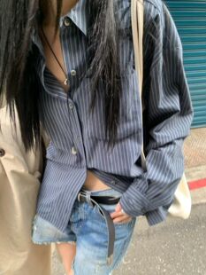 现货tempting韩国东大门2026春季新款女装条纹长袖衬衫女上衣