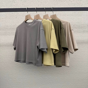 现 韩国东大门2025春夏AT THE BAGEL纯色棉高腰短袖T恤0213