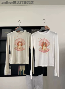 tara by motion韩国东大门2026春季女装圆领长袖T恤女修身打底