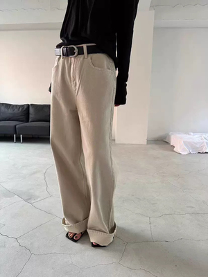 现韩国东大门2025春款unbound百搭简约高腰显瘦直筒阔腿牛仔裤