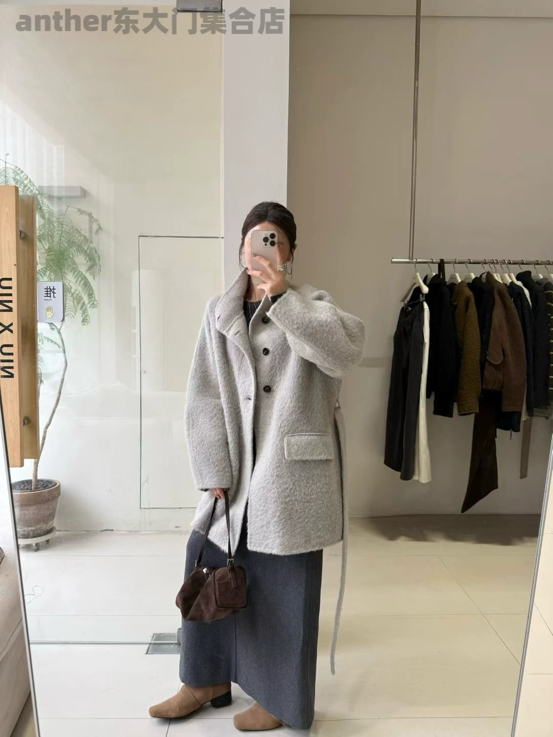 lamagie femme韩国东大门2025秋季时尚百搭宽松休闲羊驼羊毛大衣